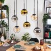 Gastor hanging light, globe light, pendant light Amber, gold, clear, Smoke-coloured, 6-light sources