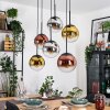 Gastor hanging light, globe light, pendant light chrome, gold, clear, coppery, Smoke-coloured, 6-light sources