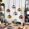 Gastor hanging light, globe light, pendant light chrome, gold, clear, coppery, Smoke-coloured, 6-light sources