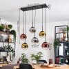 Gastor hanging light, globe light, pendant light chrome, gold, clear, coppery, Smoke-coloured, 6-light sources