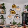 Gastor hanging light, globe light, pendant light Amber, gold, clear, Smoke-coloured, 6-light sources