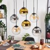 Gastor hanging light, globe light, pendant light Amber, gold, clear, Smoke-coloured, 6-light sources