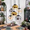 Gastor hanging light, globe light, pendant light Amber, gold, clear, Smoke-coloured, 6-light sources