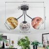 Koyoto ceiling light, globe light 42 cm chrome, gold, clear, coppery, Smoke-coloured, 3-light sources