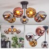 Ripoll ceiling light, globe light chrome, gold, coppery, Smoke-coloured, 7-light sources