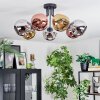 Ripoll ceiling light, globe light chrome, gold, coppery, Smoke-coloured, 7-light sources
