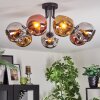 Ripoll ceiling light, globe light chrome, gold, coppery, Smoke-coloured, 7-light sources