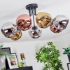 Ripoll ceiling light, globe light chrome, gold, coppery, Smoke-coloured, 7-light sources
