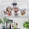 Ripoll ceiling light, globe light chrome, gold, clear, coppery, Smoke-coloured, 7-light sources