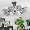 Ripoll ceiling light, globe light clear, Smoke-coloured, 7-light sources