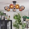 Ripoll ceiling light, globe light chrome, gold, coppery, Smoke-coloured, 7-light sources