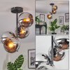 Koyoto ceiling light, globe light 32 cm chrome, Smoke-coloured, 4-light sources