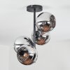 Koyoto ceiling light, globe light 32 cm chrome, Smoke-coloured, 4-light sources