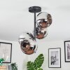 Koyoto ceiling light, globe light 32 cm chrome, Smoke-coloured, 4-light sources