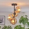 Ripoll ceiling light, globe light Amber, clear, 4-light sources