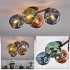 Ripoll ceiling light, globe light blue, green, coppery, 4-light sources