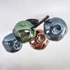 Ripoll ceiling light, globe light blue, green, coppery, 4-light sources