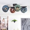 Ripoll ceiling light, globe light blue, green, coppery, 4-light sources