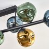 Ripoll ceiling light, globe light blue, gold, green, 8-light sources