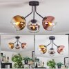 Koyoto ceiling light, globe light 42 cm chrome, gold, clear, coppery, Smoke-coloured, 3-light sources