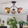 Koyoto ceiling light, globe light 42 cm chrome, gold, clear, coppery, Smoke-coloured, 3-light sources