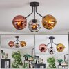 Ripoll ceiling light, globe light chrome, gold, coppery, Smoke-coloured, 3-light sources