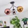 Ripoll ceiling light, globe light chrome, gold, coppery, Smoke-coloured, 3-light sources