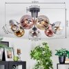 Koyoto ceiling light, globe light 82 cm chrome, gold, clear, coppery, Smoke-coloured, 7-light sources