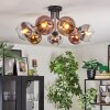 Koyoto ceiling light, globe light 82 cm chrome, gold, clear, coppery, Smoke-coloured, 7-light sources