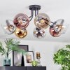 Koyoto ceiling light, globe light 82 cm chrome, gold, clear, coppery, Smoke-coloured, 7-light sources