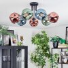 Ripoll ceiling light, globe light blue, green, coppery, 7-light sources