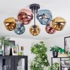 Ripoll ceiling light, globe light blue, gold, coppery, 7-light sources