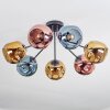 Ripoll ceiling light, globe light blue, gold, coppery, 7-light sources