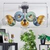 Koyoto ceiling light, globe light 82 cm blue, gold, green, clear, 7-light sources