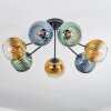 Koyoto ceiling light, globe light 82 cm blue, gold, green, clear, 7-light sources
