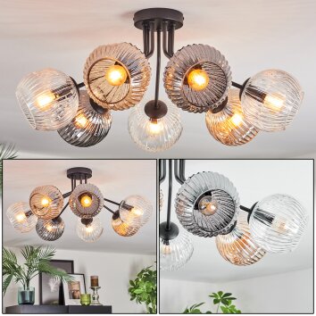 Ripoll ceiling light, globe light Amber, clear, Smoke-coloured, 7-light sources