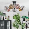 Ripoll ceiling light, globe light chrome, gold, clear, coppery, Smoke-coloured, 7-light sources