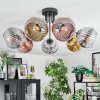 Ripoll ceiling light, globe light chrome, gold, clear, coppery, Smoke-coloured, 7-light sources
