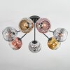 Ripoll ceiling light, globe light chrome, gold, clear, coppery, Smoke-coloured, 7-light sources