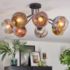 Ripoll ceiling light, globe light chrome, gold, clear, coppery, Smoke-coloured, 7-light sources