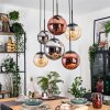 Gastor hanging light, globe light, pendant light Amber, chrome, coppery, Smoke-coloured, 6-light sources