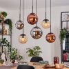 Gastor hanging light, globe light, pendant light Amber, chrome, coppery, Smoke-coloured, 6-light sources