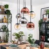 Gastor hanging light, globe light, pendant light Amber, chrome, clear, coppery, Smoke-coloured, 6-light sources