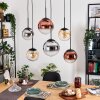 Gastor hanging light, globe light, pendant light Amber, chrome, clear, coppery, Smoke-coloured, 6-light sources