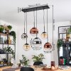 Gastor hanging light, globe light, pendant light Amber, chrome, clear, coppery, Smoke-coloured, 6-light sources