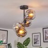 Ripoll ceiling light, globe light chrome, clear, Smoke-coloured, 4-light sources