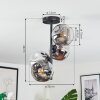Ripoll ceiling light, globe light chrome, clear, Smoke-coloured, 4-light sources