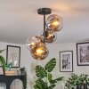 Ripoll ceiling light, globe light chrome, clear, Smoke-coloured, 4-light sources