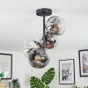 Ripoll ceiling light, globe light chrome, clear, Smoke-coloured, 4-light sources