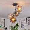 Ripoll ceiling light, globe light chrome, clear, Smoke-coloured, 4-light sources